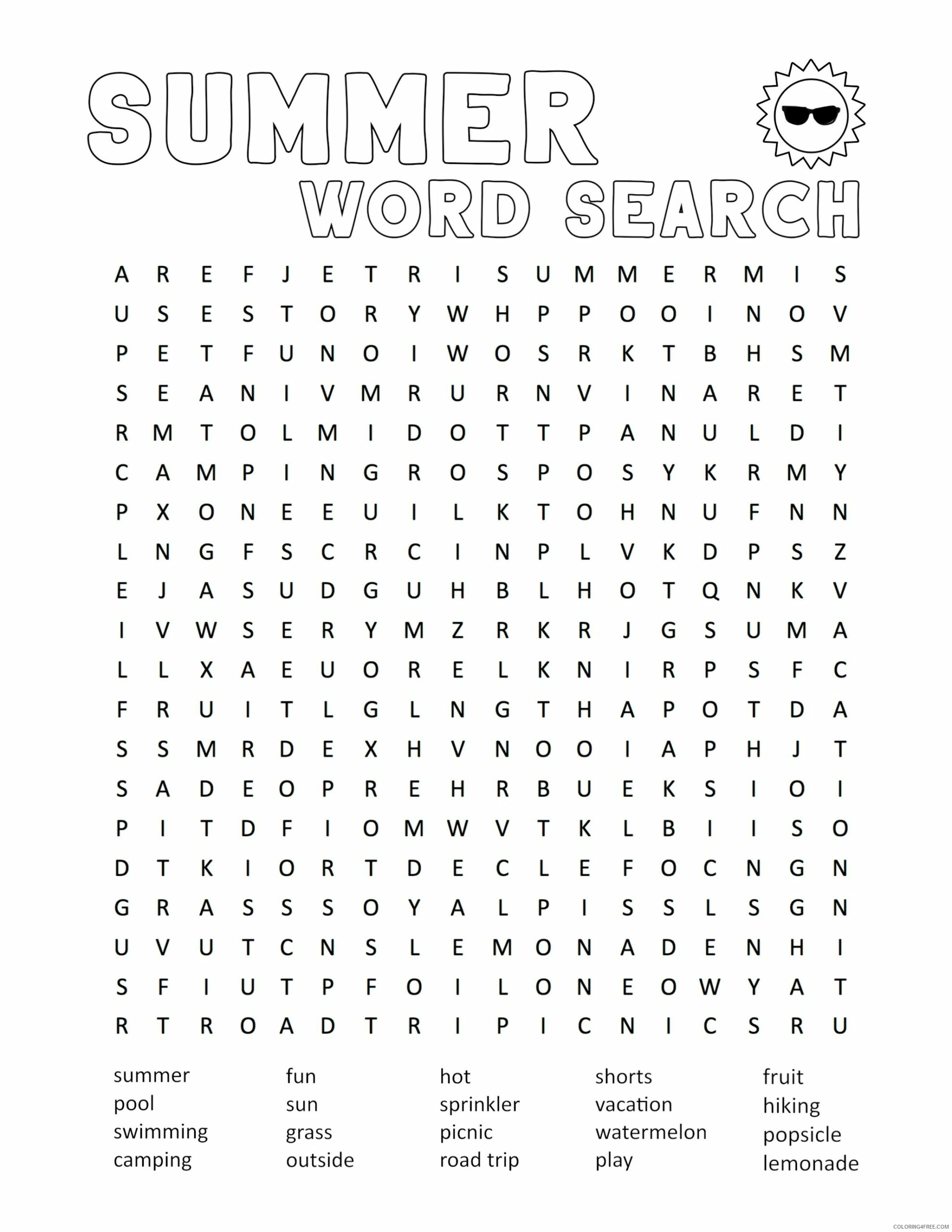 Word Searches Coloring Pages Educational Printable Summer Printable 2020 2136 Coloring4free
