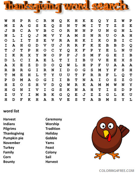Word Searches Coloring Pages Educational Printable Thanksgiving Print 2020 2137 Coloring4free