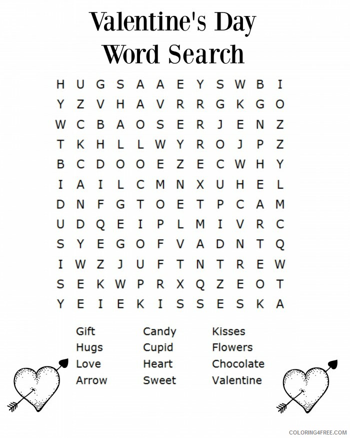 Word Searches Coloring Pages Educational Printable Valentines Printable 2020 2138 Coloring4free