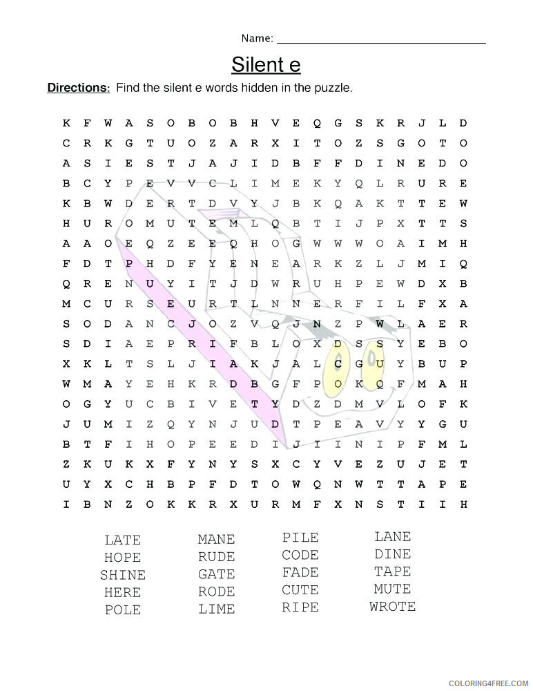Word Searches Coloring Pages Educational Silent E Third Grade Print 2020 2143 Coloring4free