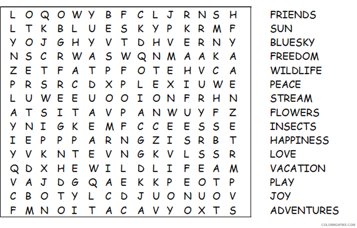 Word Searches Coloring Pages Educational Spring Activity Printable 2020 2154 Coloring4free