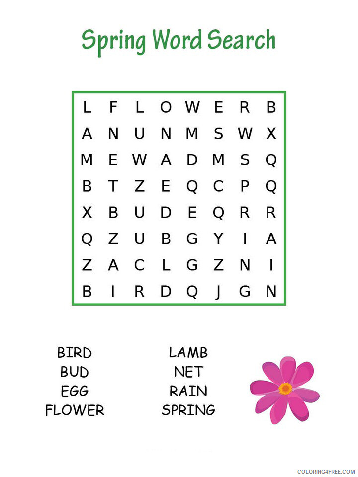 Word Searches Coloring Pages Educational Spring Printable 2020 2155 Coloring4free