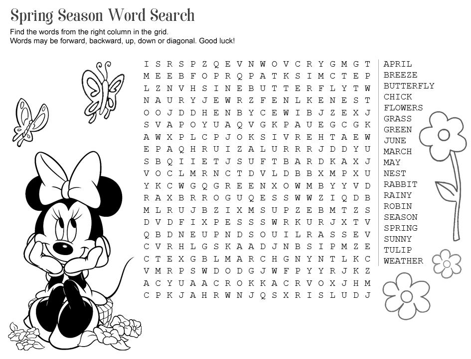 Word Searches Coloring Pages Educational Spring Season Printable 2020 2149 Coloring4free