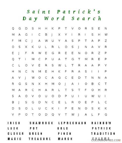 Word Searches Coloring Pages Educational St Patricks Day Printable 2020 2156 Coloring4free