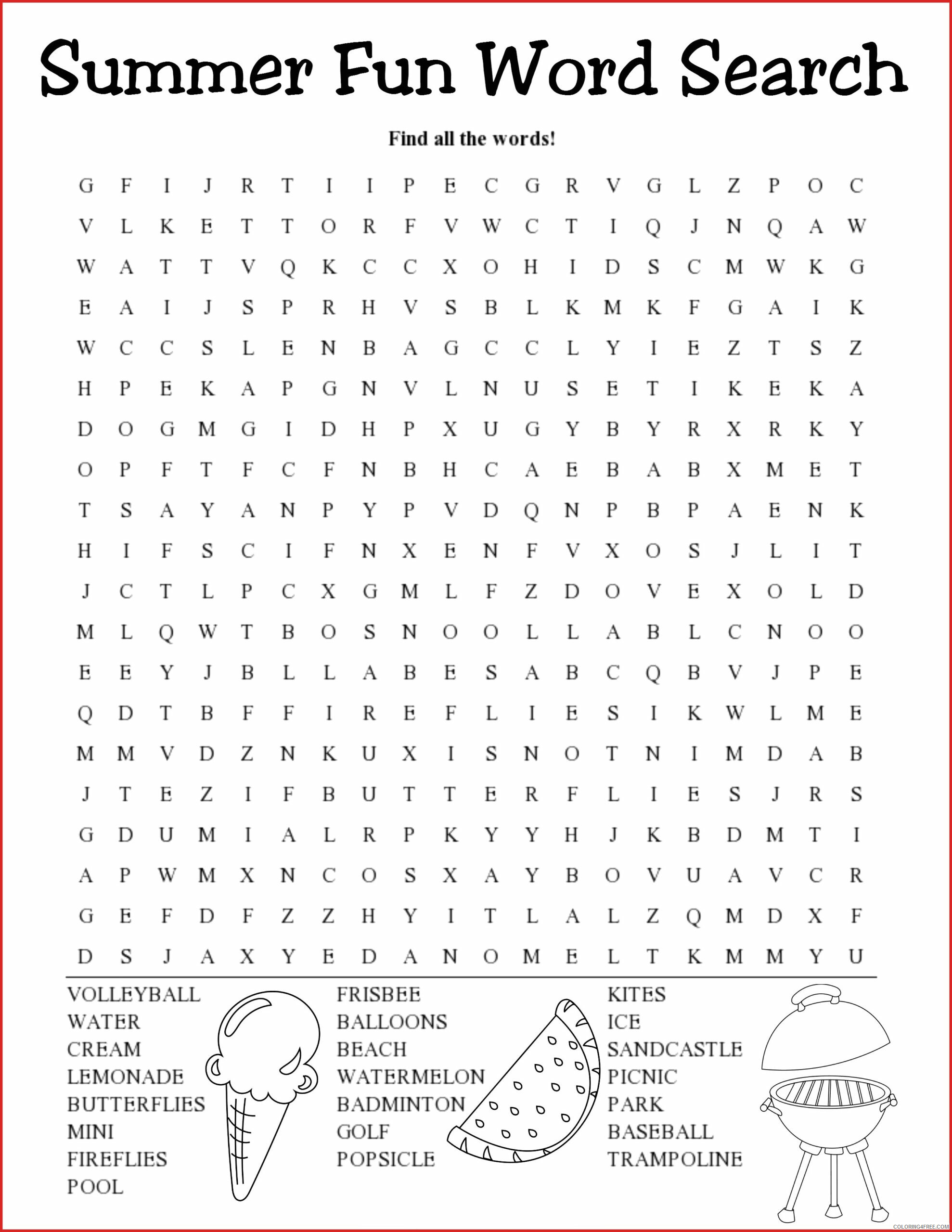 Word Searches Coloring Pages Educational Summer Fun Printable 2020 2158 Coloring4free