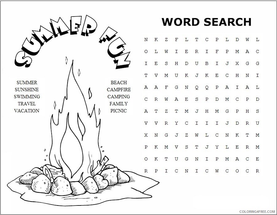 Word Searches Coloring Pages Educational Summer Wordsearch 2020 2161 Coloring4free