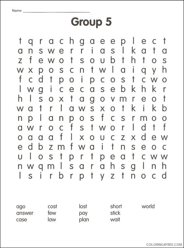 Word Searches Coloring Pages Educational Third Grade Printable 2020 2168 Coloring4free