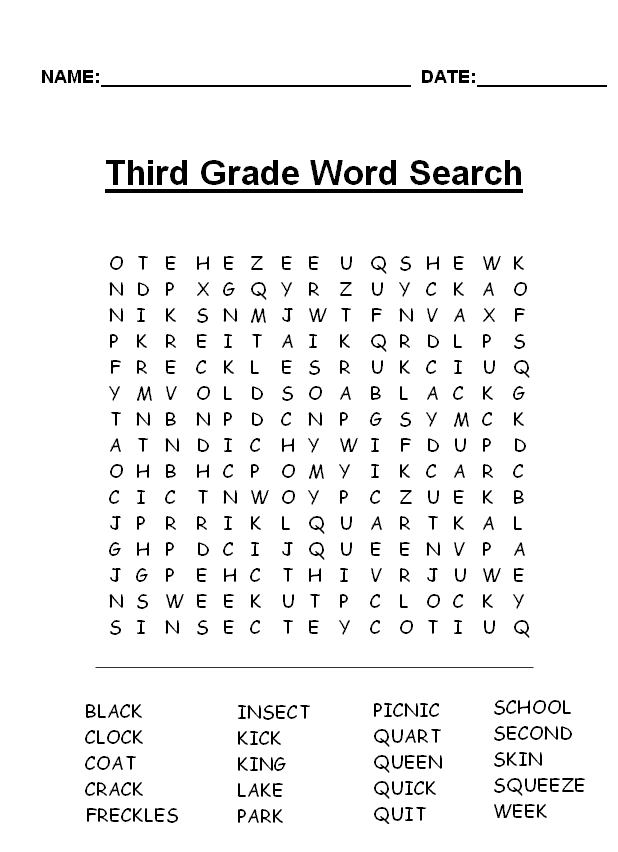 Word Searches Coloring Pages Educational Third Grade Printable 2020 2171 Coloring4free Coloring4free Com