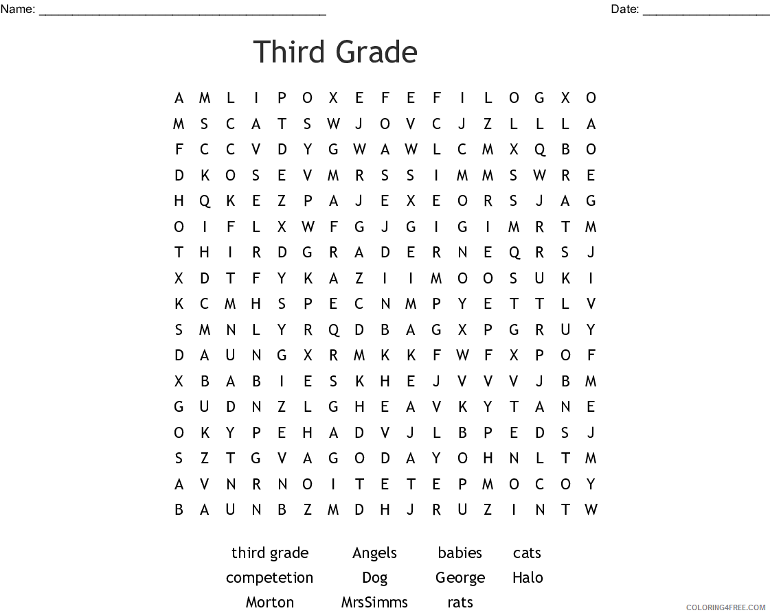 Word Searches Coloring Pages Educational Third Grade Printable 2020 2173 Coloring4free