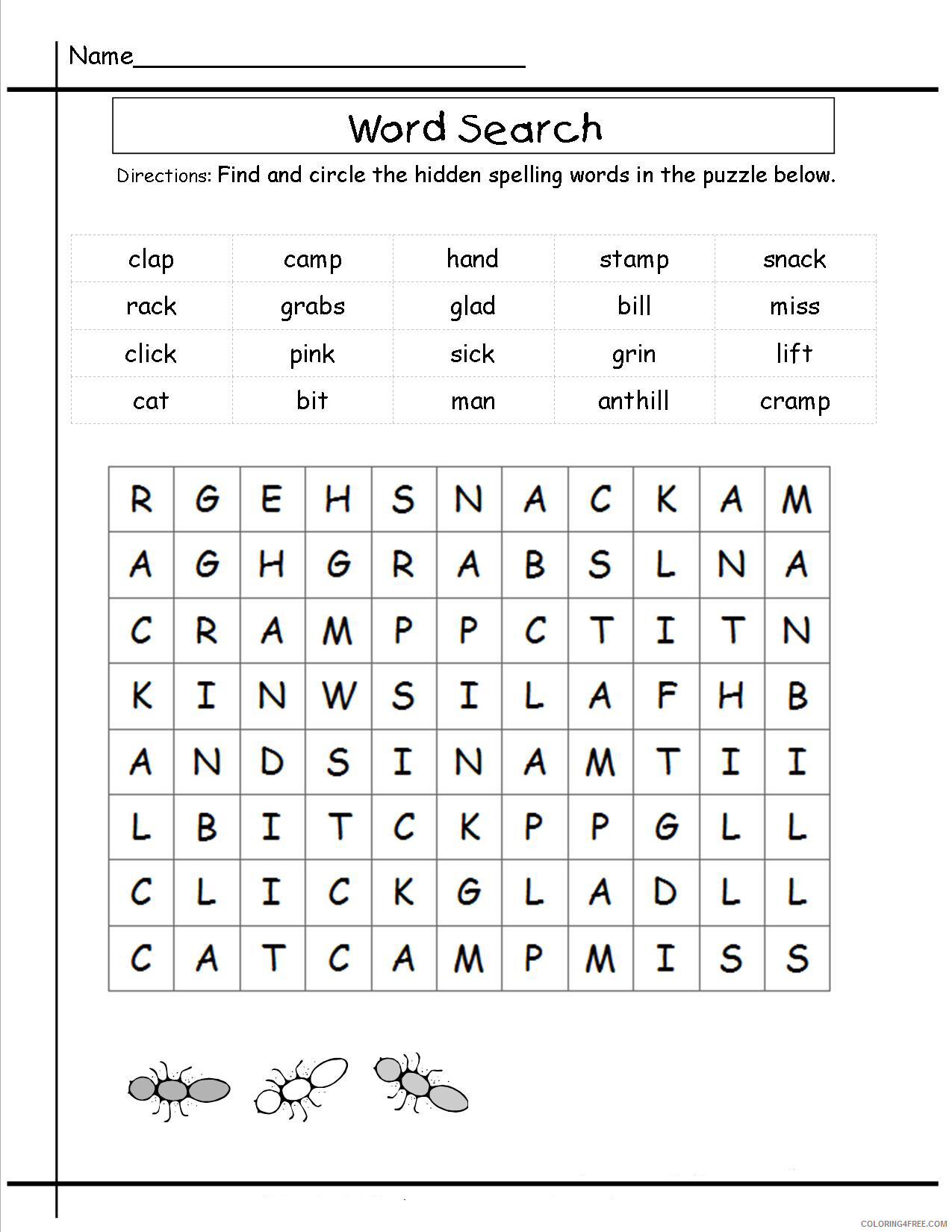 Word Searches Coloring Pages Educational Third Grade Sheet 2020 2174 Coloring4free