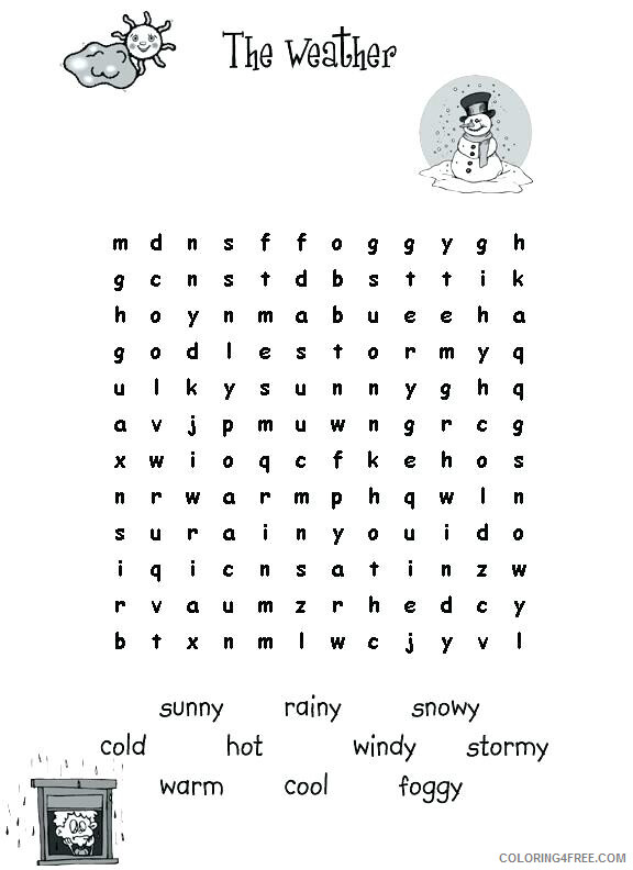 Word Searches Coloring Pages Educational Weather Third Grade Printable 2020 2183 Coloring4free