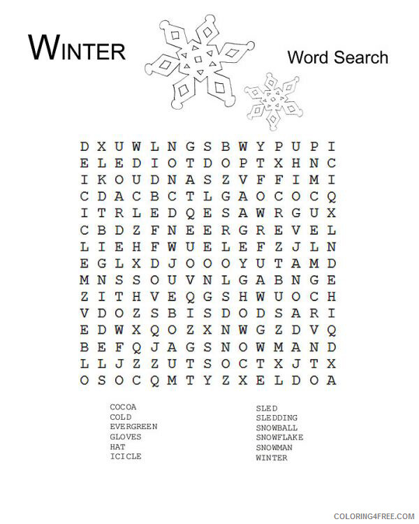 Word Searches Coloring Pages Educational Winter Printable 2020 2190 Coloring4free