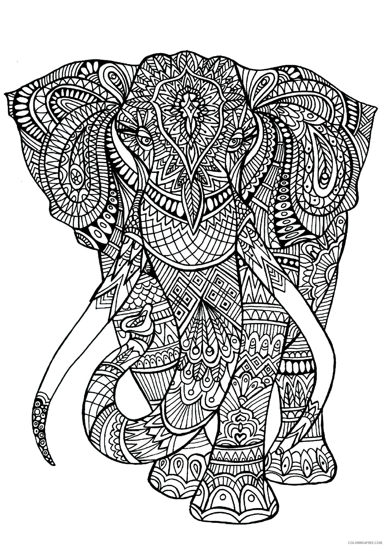 Zen Adult Coloring Pages Zen Elephant for Adults Printable 2020 812 Coloring4free