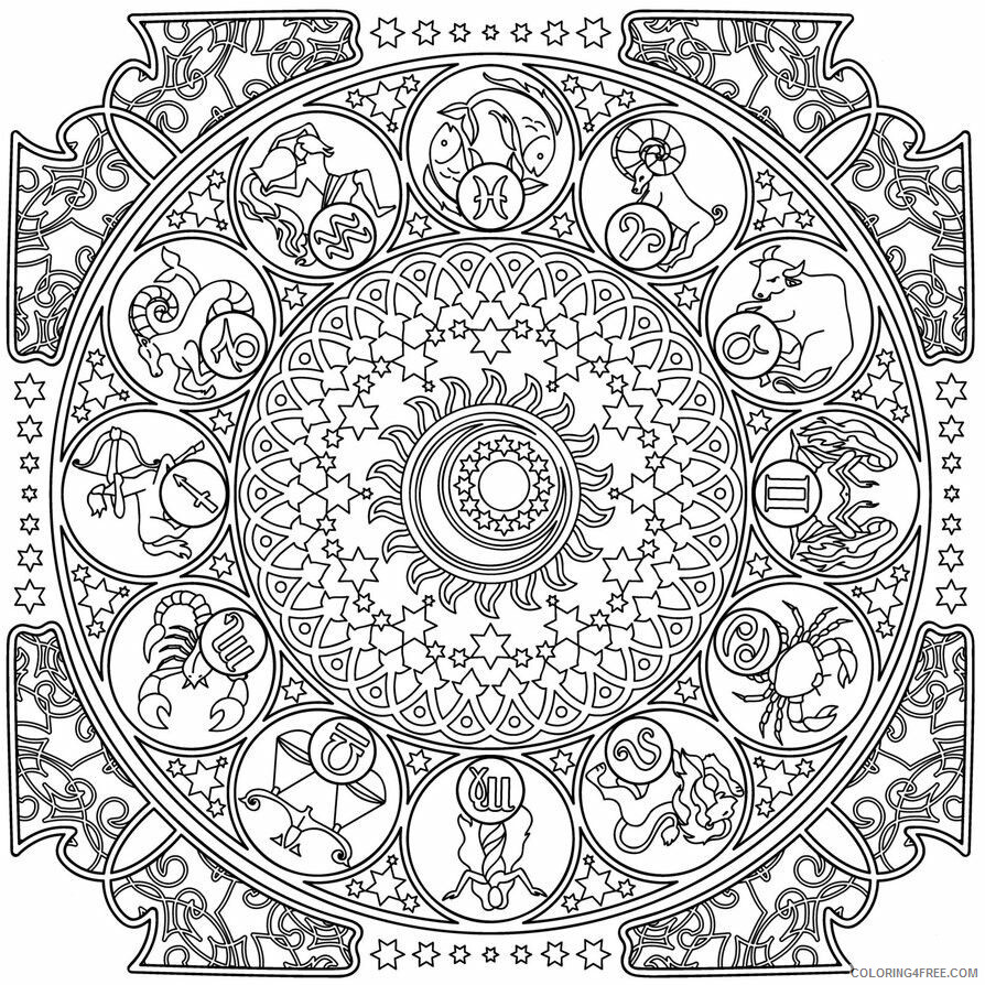 Zodiac Coloring Pages Educational Chart Mandala for Adults Printable 2020 2195 Coloring4free