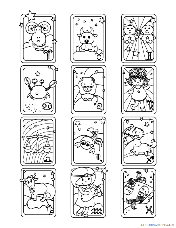 Zodiac Coloring Pages Educational Cute Zodiac Signs Printable 2020 2192 Coloring4free