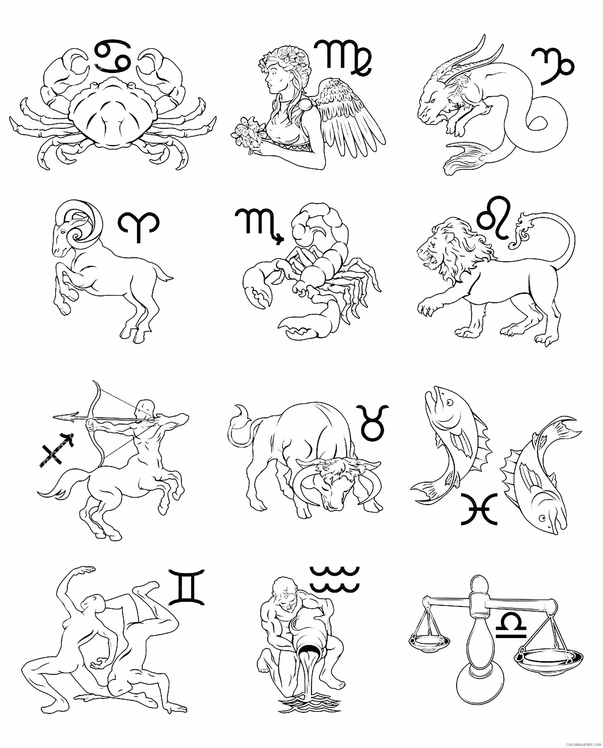 Zodiac Coloring Pages Educational Zodiac Signs Sheet Printable 2020 2223 Coloring4free