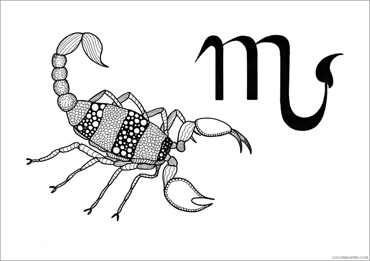 Zodiac Coloring Pages Educational scorpio and zodiac sign for adult 2020 2193 Coloring4free