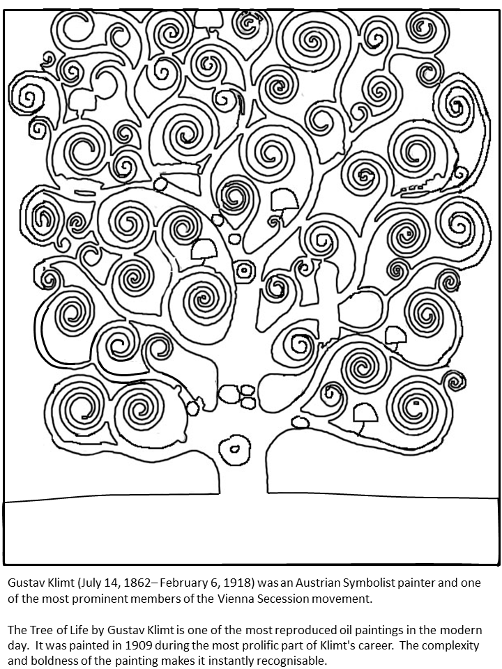austria Coloring Pages Countries of the World Educational klimt tree_of_life 2020 Coloring4free