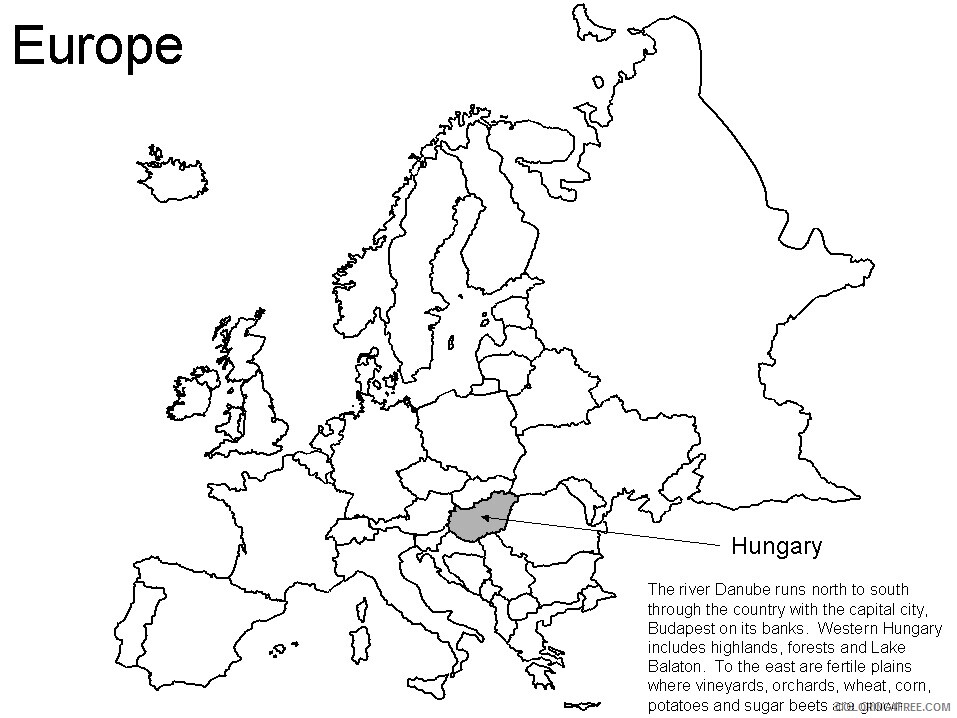hungary Coloring Pages Countries of the World Educational map1 Print 2020 474 Coloring4free