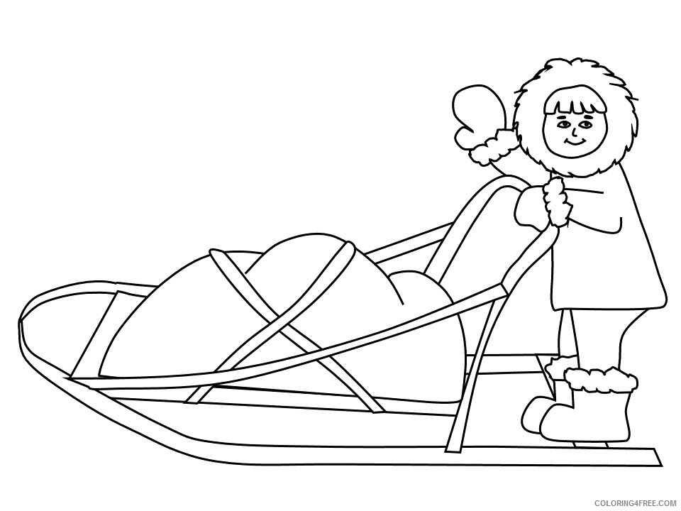 inuit Coloring Pages Countries of the World Educational inuit dogsled 2020 504 Coloring4free