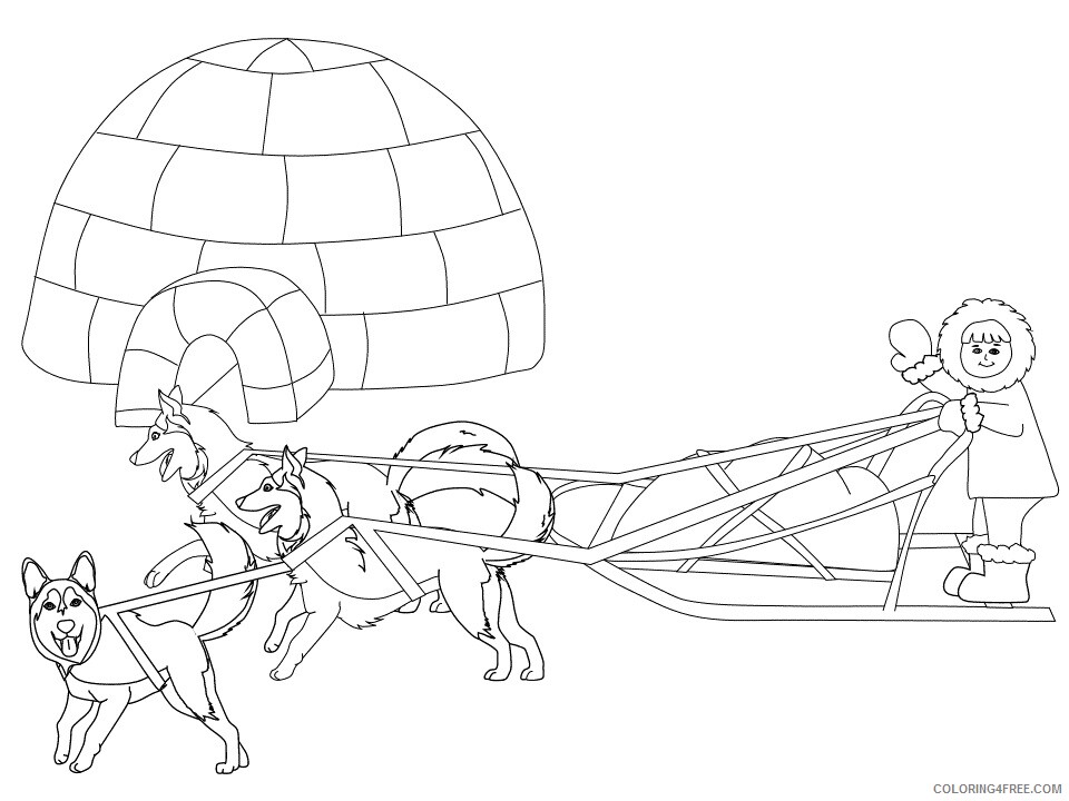 inuit Coloring Pages Countries of the World Educational inuit dogsled 2020 505 Coloring4free