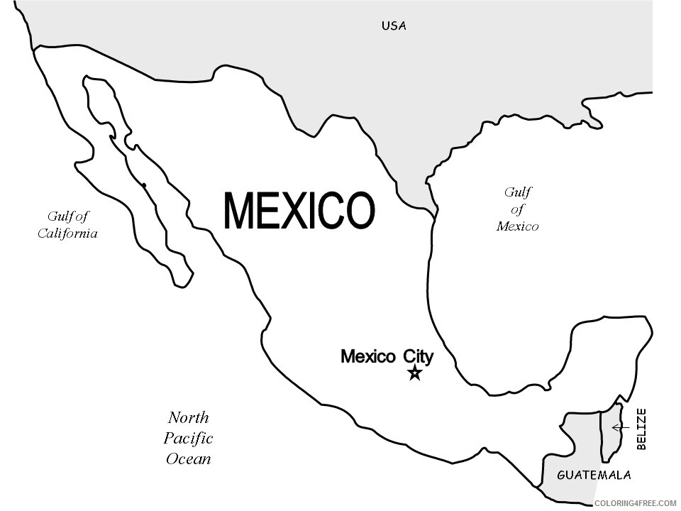 mexico Coloring Pages Countries of the World Educational map Printable 2020 556 Coloring4free