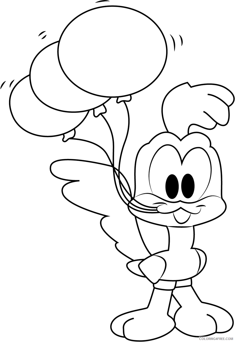 Balloons Coloring Pages for Kids baby road runner with balloons Print 2021 027 Coloring4free