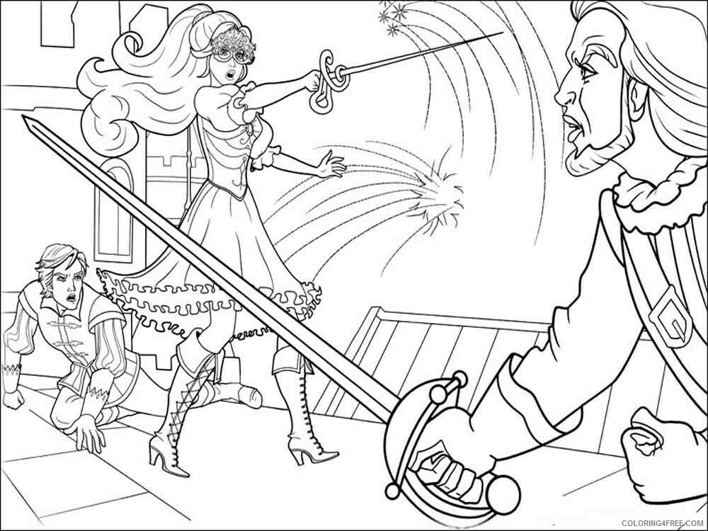 Barbie and the Three Musketeers Coloring Pages for Girls Printable 2021 0168 Coloring4free