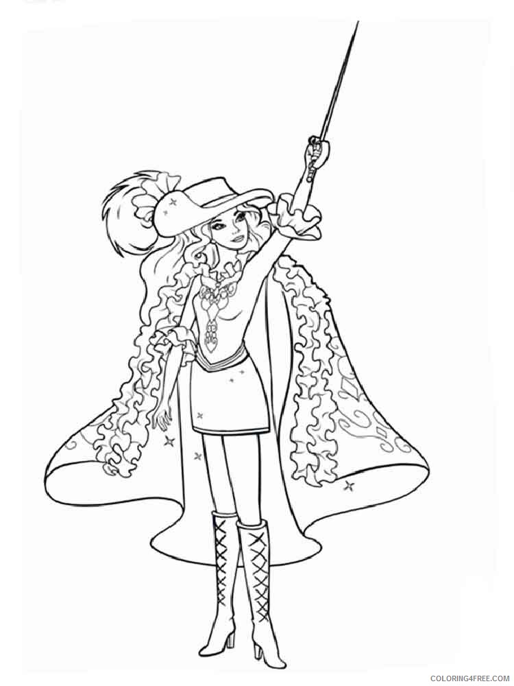 Barbie and the Three Musketeers Coloring Pages for Girls Printable 2021 0173 Coloring4free