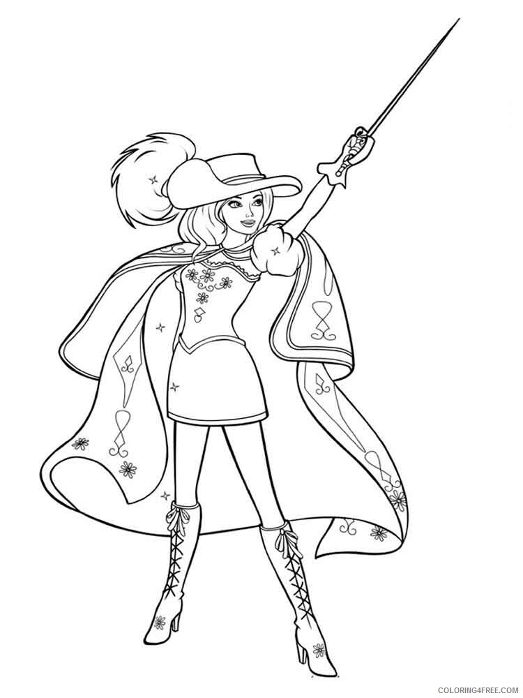 Barbie and the Three Musketeers Coloring Pages for Girls Printable 2021 0175 Coloring4free
