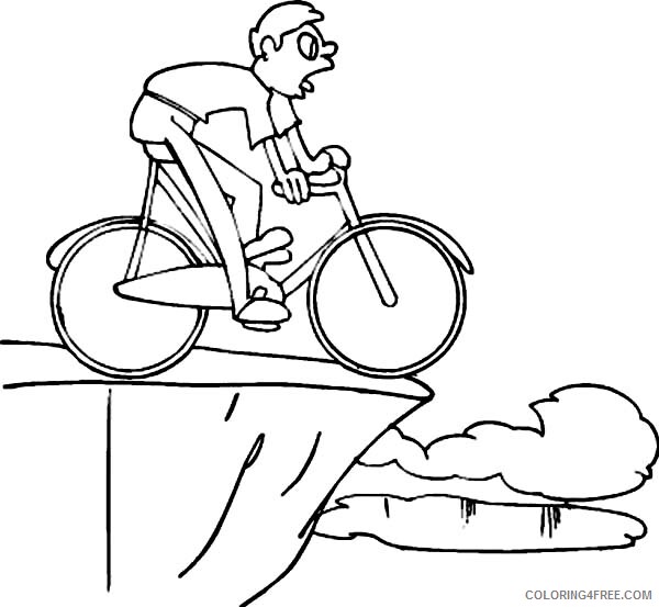 Bicycle Coloring Pages for Kids Ride Bicycle on Edge Cliff Printable 2021 068 Coloring4free