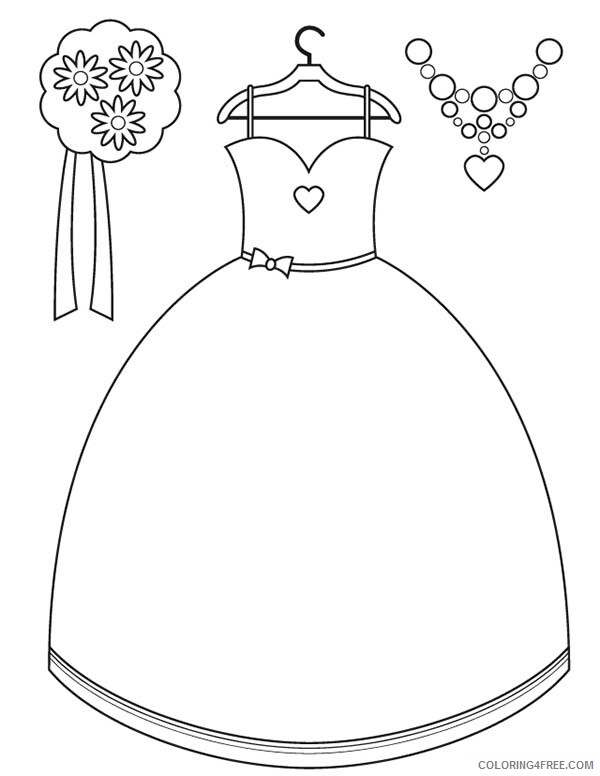 Bride Coloring Pages for Girls Brides Maid Dress Accessories Printable 2021 0230 Coloring4free