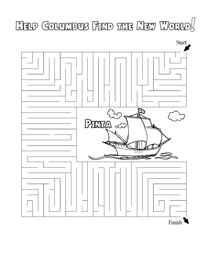 Columbus Day Coloring Pages Holiday Columbus Day Maze Worksheet Printable 2021 0155 Coloring4free