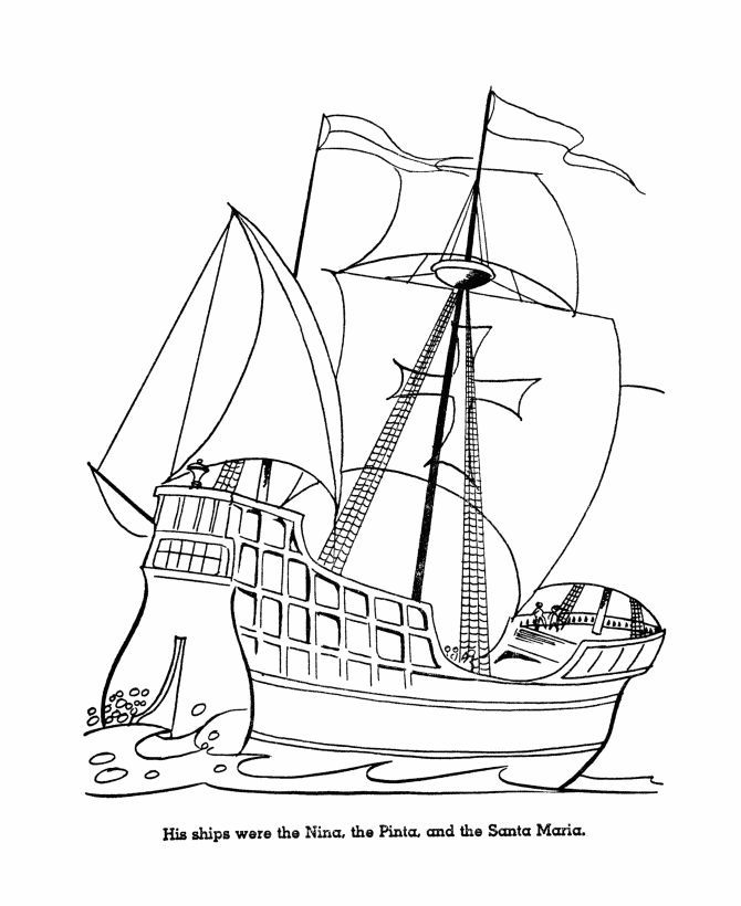 Columbus Day Coloring Pages Holiday Columbus Day Ship Printable 2021 0157 Coloring4free