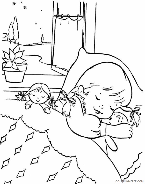 Doll Coloring Pages for Girls Girl Sleeping With her Dolls Printable 2021 0394 Coloring4free