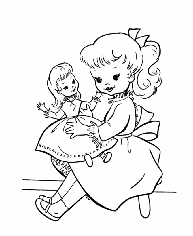 Doll Coloring Pages for Girls Girl and Doll Toy Printable 2021 0392 Coloring4free