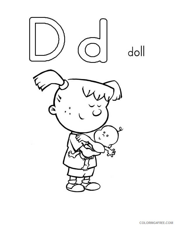 Doll Coloring Pages for Girls Learn Letter D is for Doll Printable 2021 0395 Coloring4free