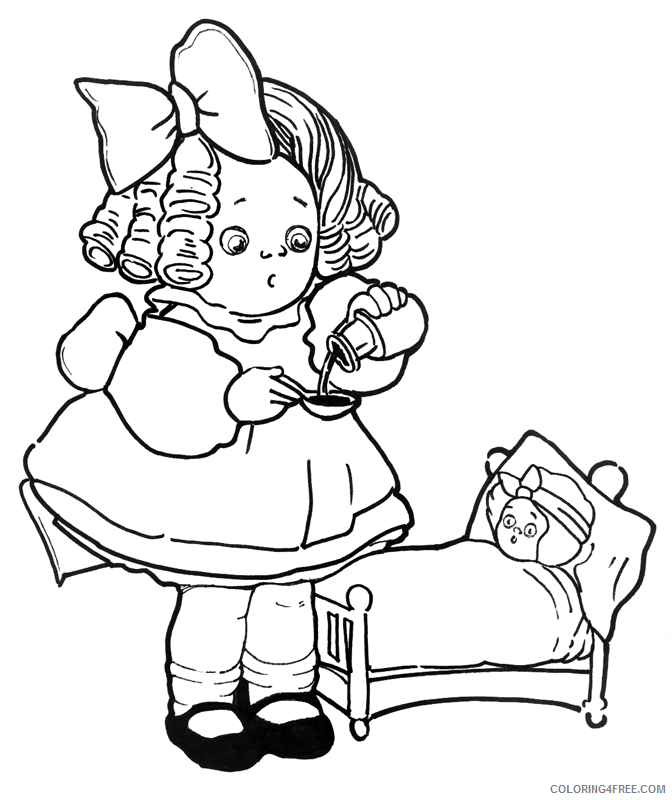 Doll Coloring Pages for Girls Playing with Dolls Printable 2021 0401 Coloring4free