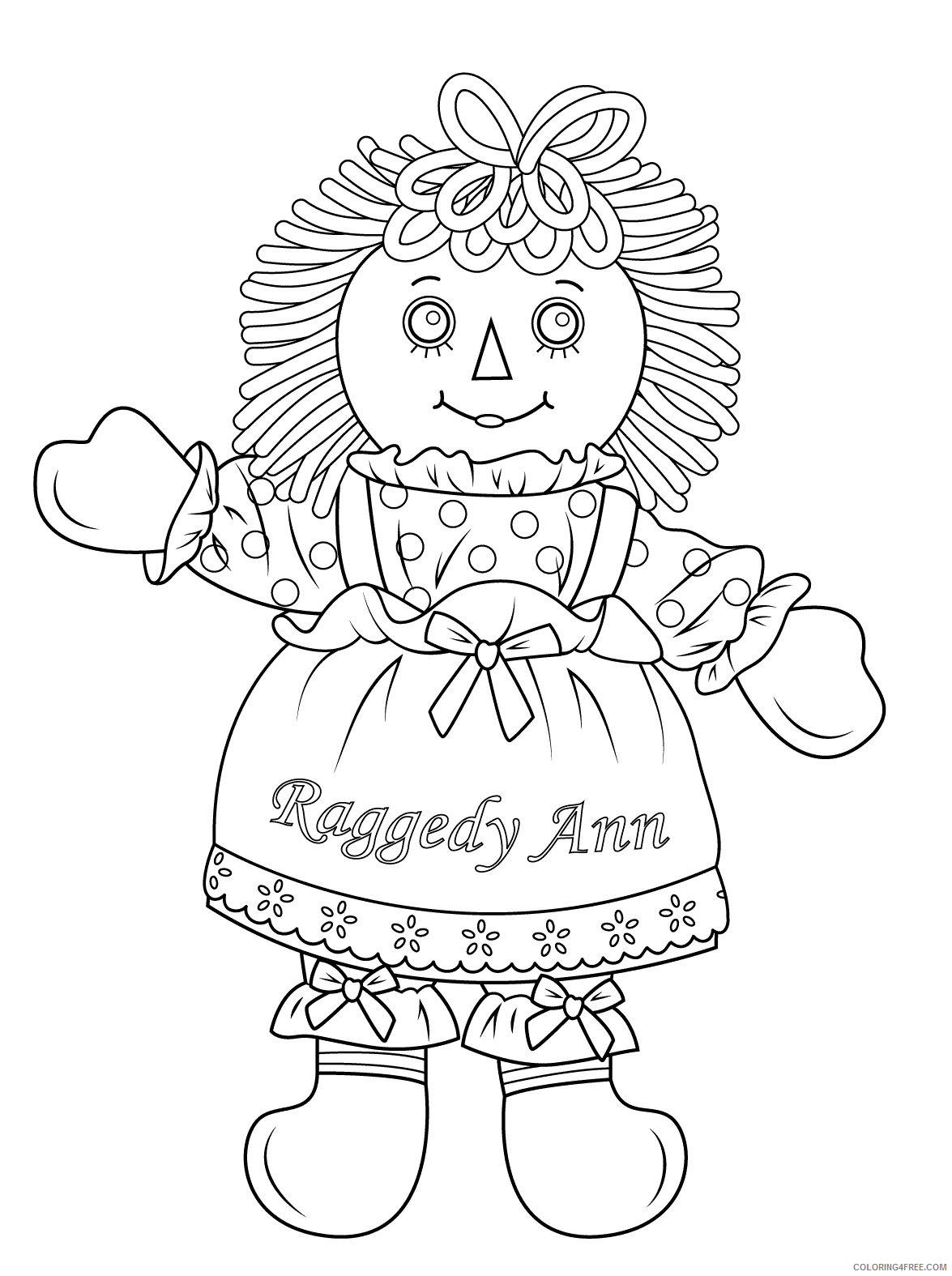 Doll Coloring Pages for Girls Raggety Ann Doll Printable 2021 0405 Coloring4free