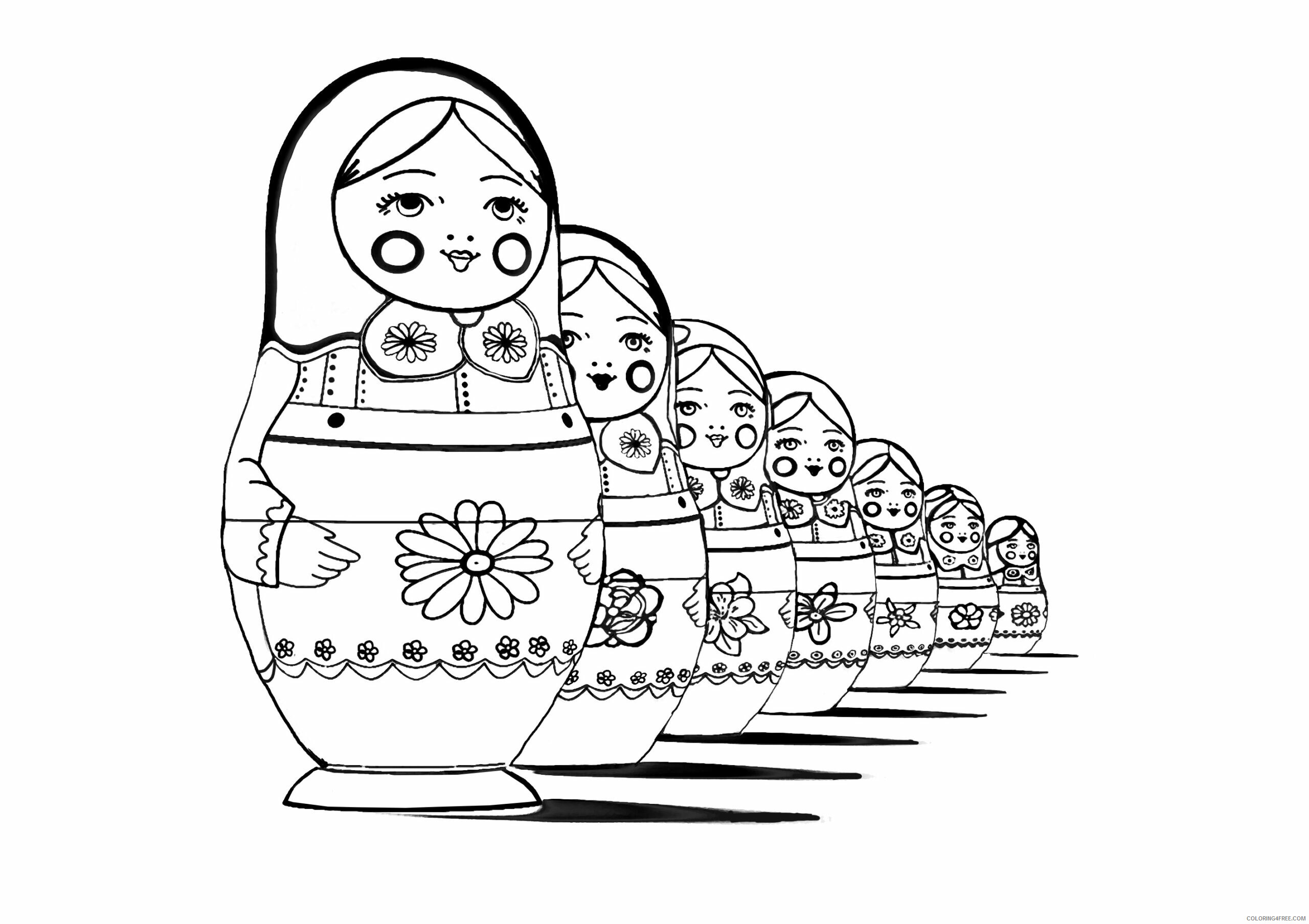 Doll Coloring Pages for Girls Russian Doll Printable 2021 0406 Coloring4free