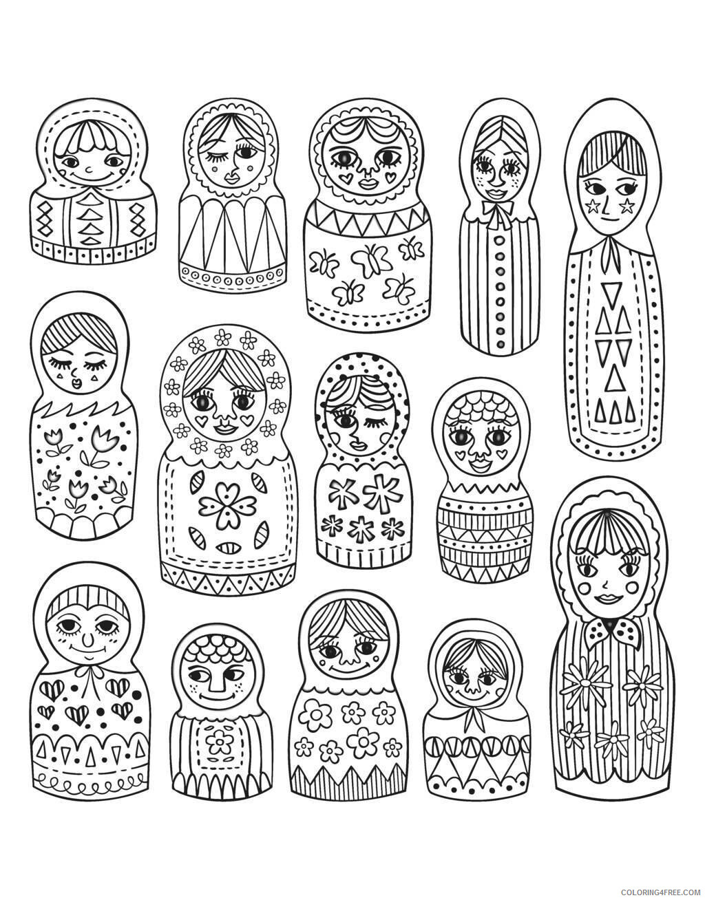 Doll Coloring Pages for Girls Russian Dolls Printable 2021 0407 Coloring4free