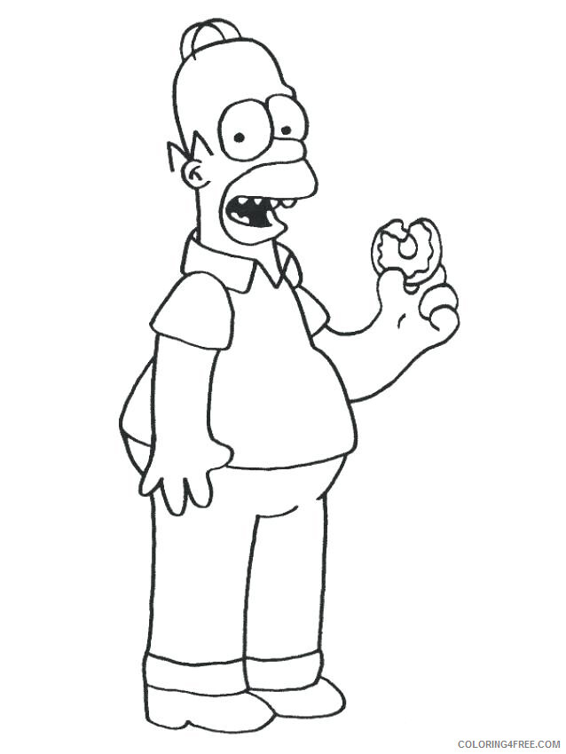 Donut Coloring Pages for Kids Homer Eating Donut Printable 2021 156 Coloring4free