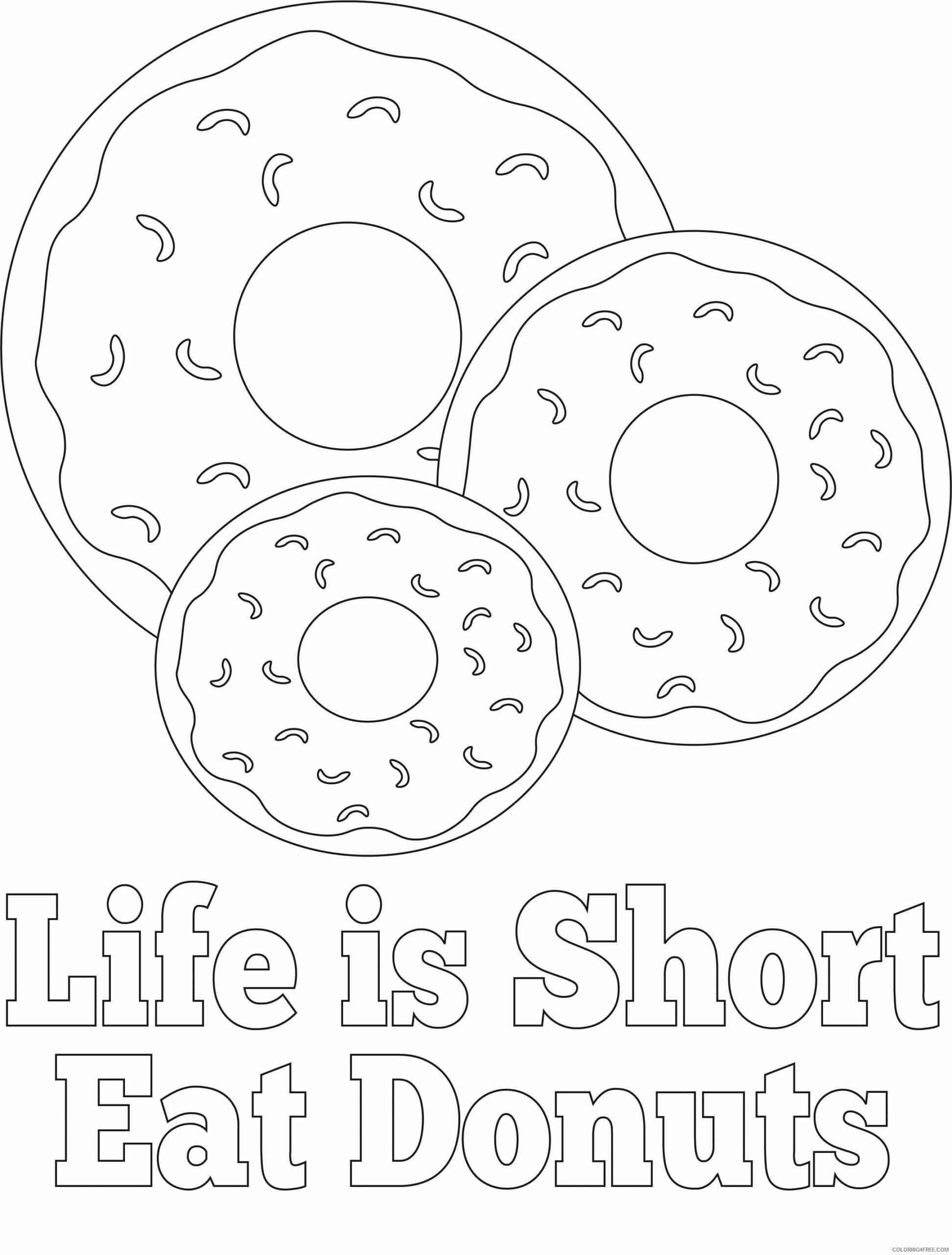 Donut Coloring Pages for Kids Life is Short Eat Donuts Printable 2021 157 Coloring4free