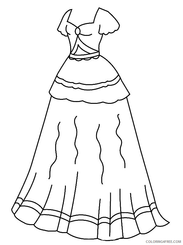 Dress Coloring Pages for Girls A Long Beautiful Dress Printable 2021 0411 Coloring4free