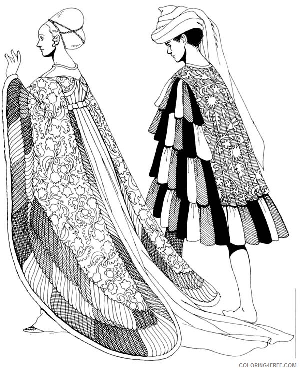 Dress Coloring Pages for Girls Renaissance Beautiful Dress Printable 2021 0435 Coloring4free