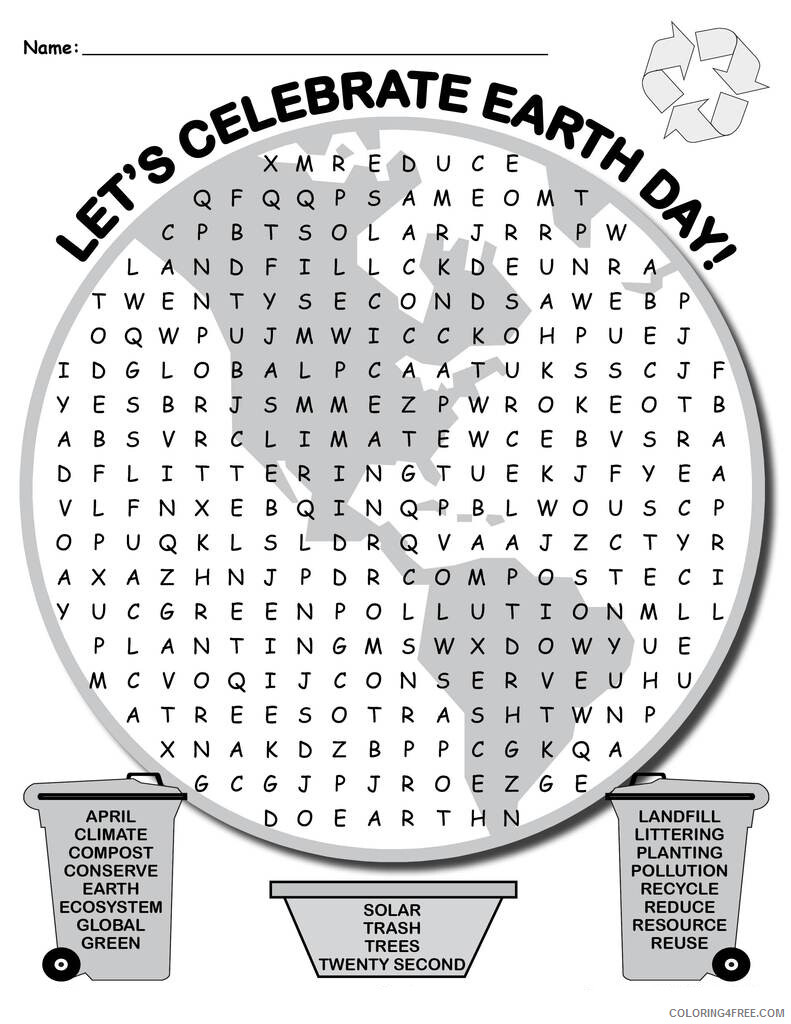 Earth Day Coloring Pages Holiday Celebrate Earth Day Word Search Printable 2021 0179 Coloring4free