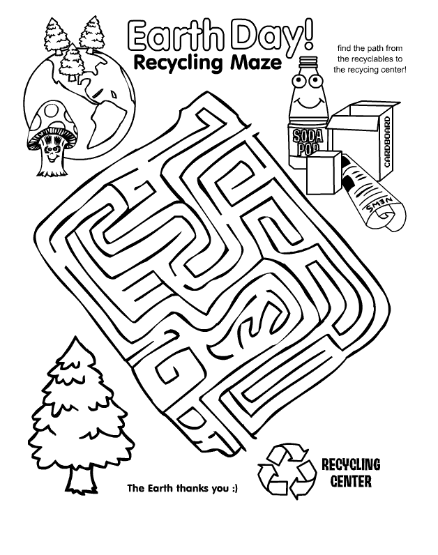 Earth Day Coloring Pages Holiday Earth Day Recycling Maze Worksheet Printable 2021 0206 Coloring4free