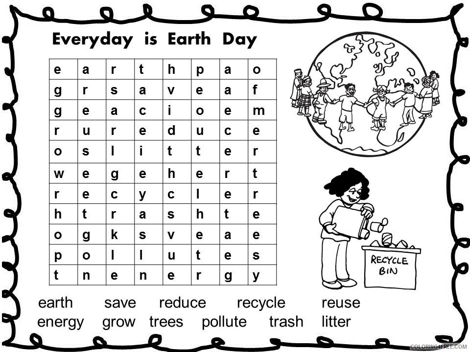 Earth Day Coloring Pages Holiday Earth Day Word Search Game Printable 2021 0208 Coloring4free