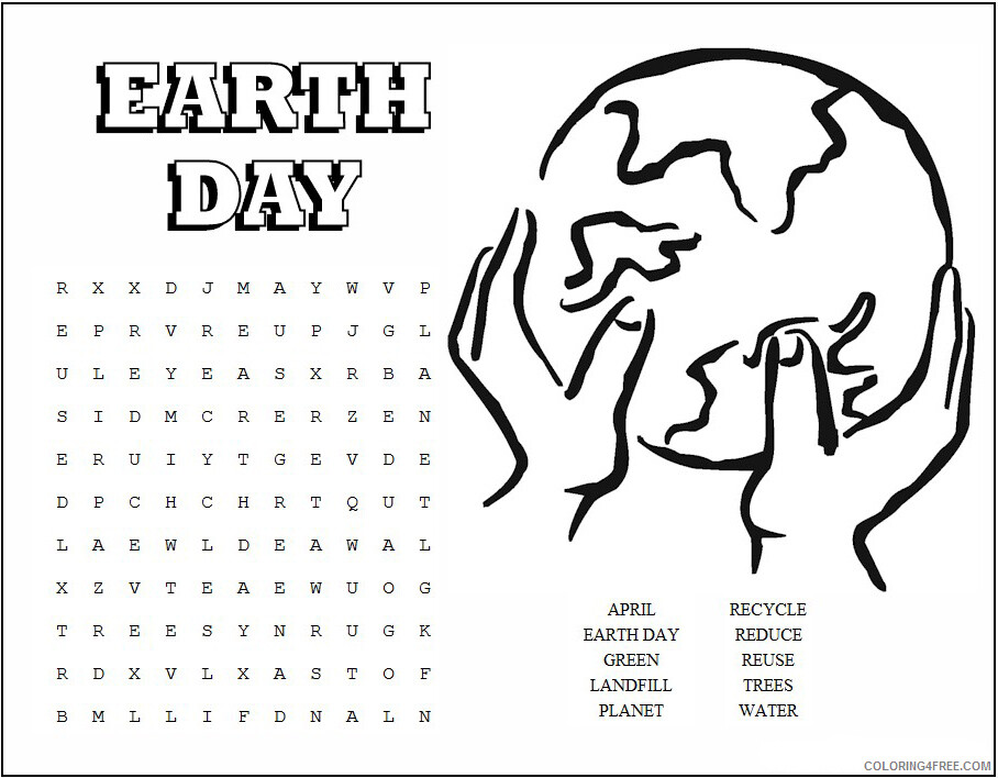 Earth Day Coloring Pages Holiday Earth Day Word Search Printable 2021 0209 Coloring4free