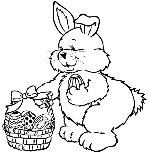 Easter Basket Coloring Pages Holiday Bunny with Easter Basket Printable 2021 0368 Coloring4free